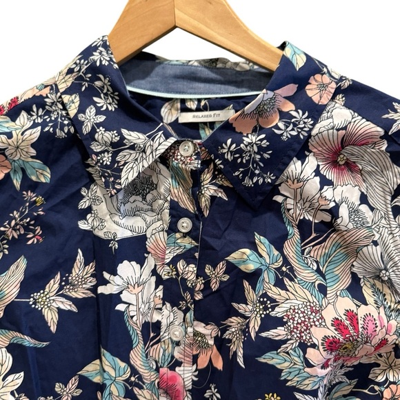 Charter Club Womens Relaxed Fit 14W 100% Cotton Flower Tropical Porint Shirt - Picture 4 of 11